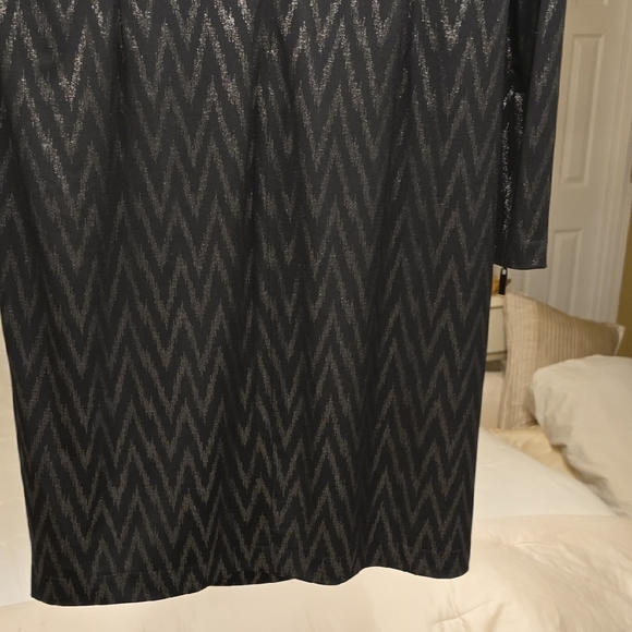 Cache Black and Silver Chevron Long Sleeve Dress - Picture 9 of 16